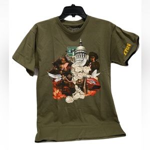 NWT YRN - Migos Yung Rich Nation Culture Favors Printed Olive Shirt - SZ Small
